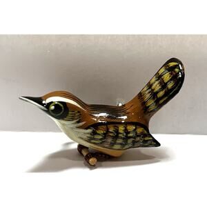 Takahashi Wren  Bird Pin Brooch Carved Japanese 1.5" Long Excellent Condition